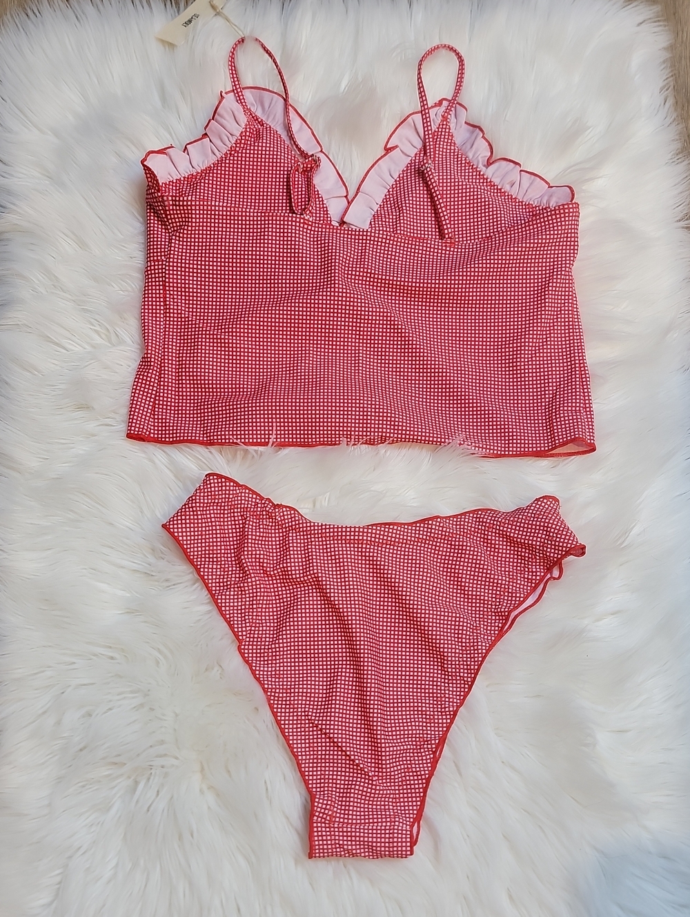 Red Gingham Two-Piece Swim Set - Picture 6 of 10